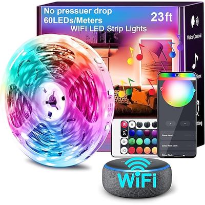 RGB-LED-Lichtstreifen Set – LED Streifen 7m/3,5m, Hohe Helligkeit, Kein Spannungsabfall, Smart WLAN/Bluetooth Controller, Musiksynchronisation, App-Steuerung für Festivals