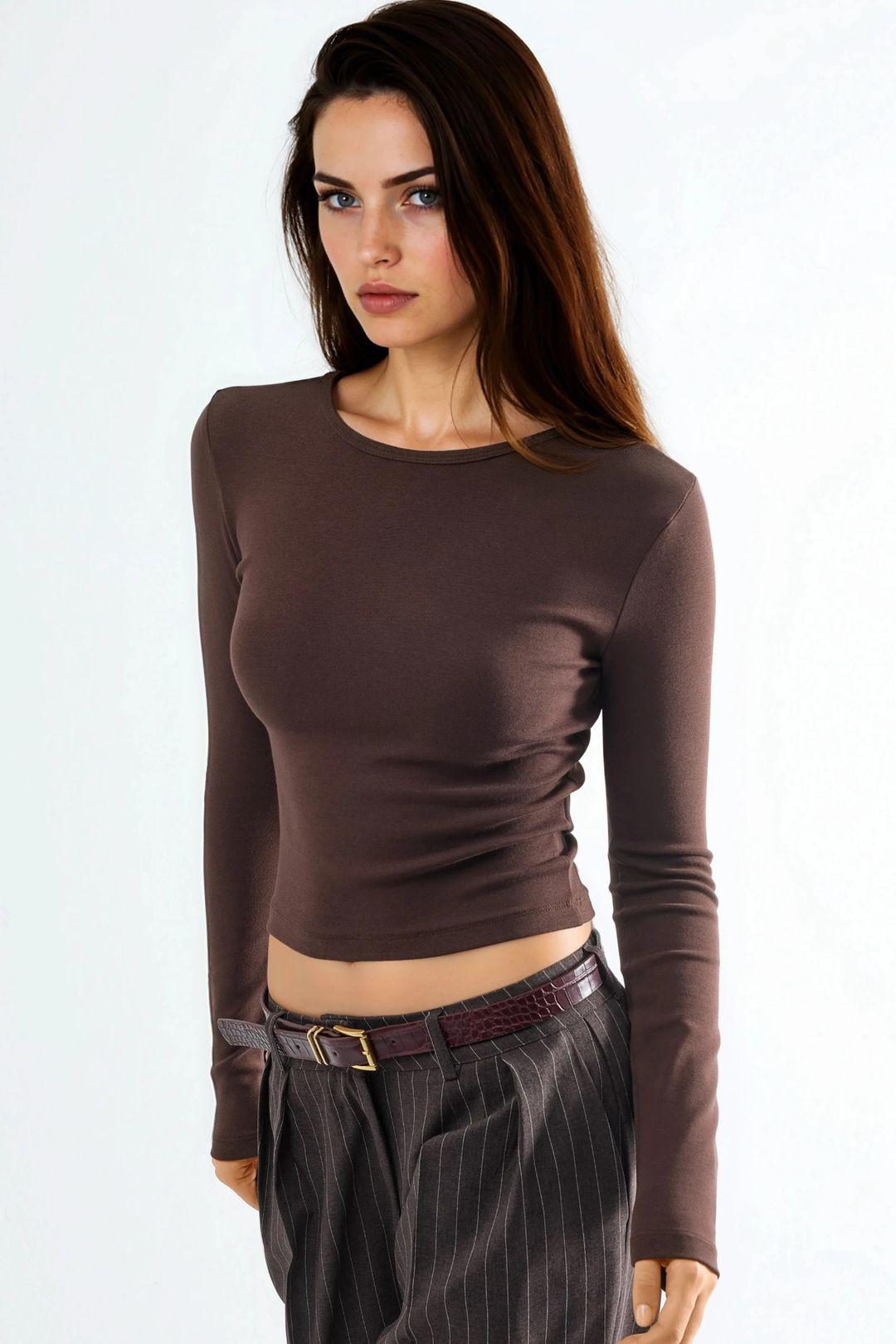 Langarm T-shirt met ronde hals