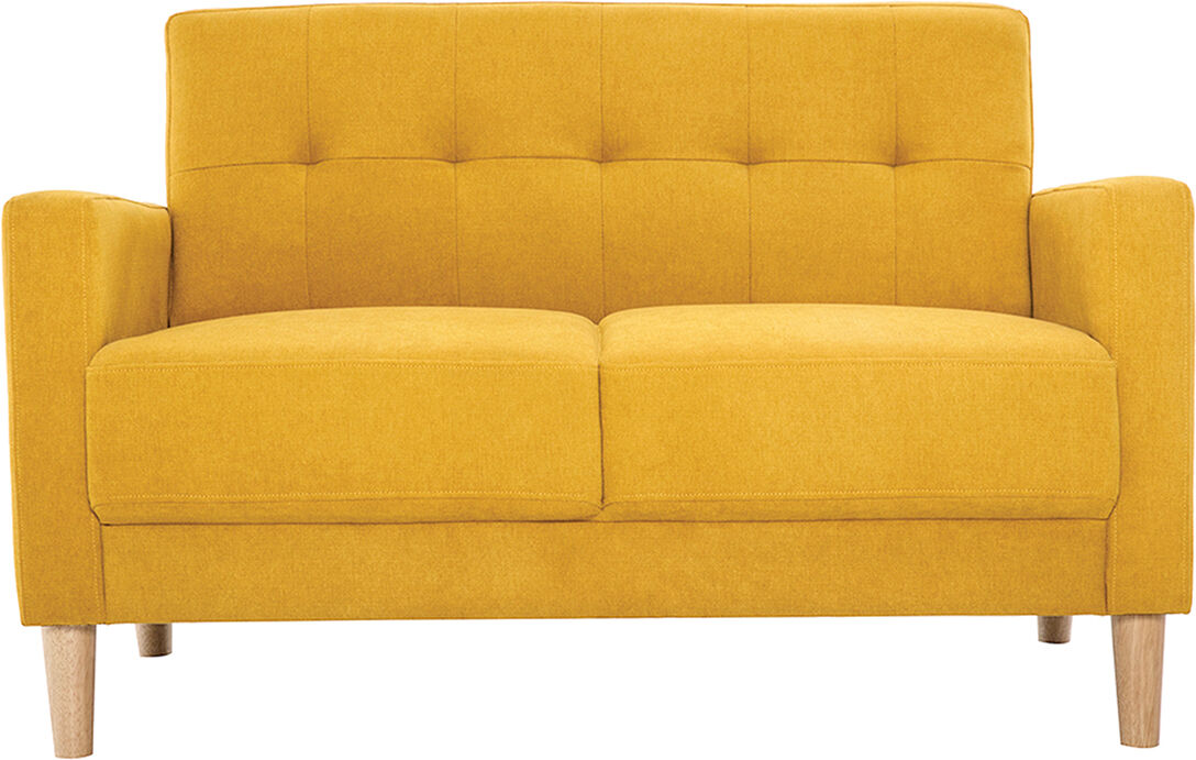 Miliboo Skandinavisches Sofa 2-Sitzer mit Samteffekt in Senfgelb MOON