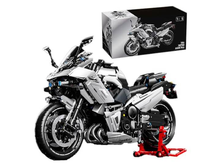 highdar Technik Motorrad Spielzeug Modellbausatz für Kawasaki H5, 2229+ Klemmbausteine 1:5 Supermotorrad Bausteine, Geländemotorrad Kreatives Bausatz Geschenk für Erwachsene Sammler Jugendliche