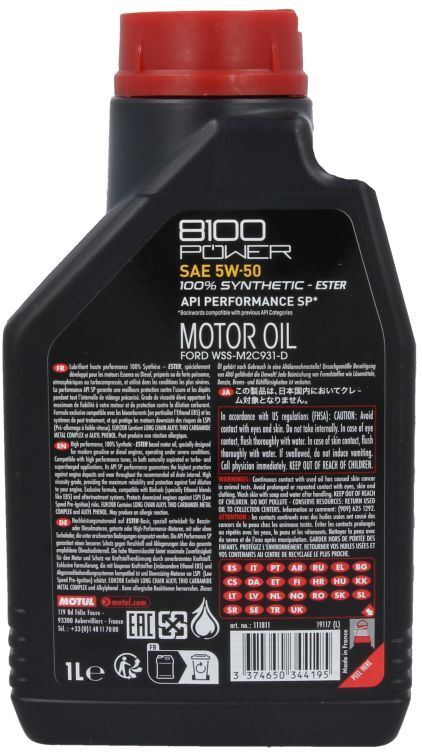 Motoröl MOTUL 111811 8100 POWER 5W50 1L