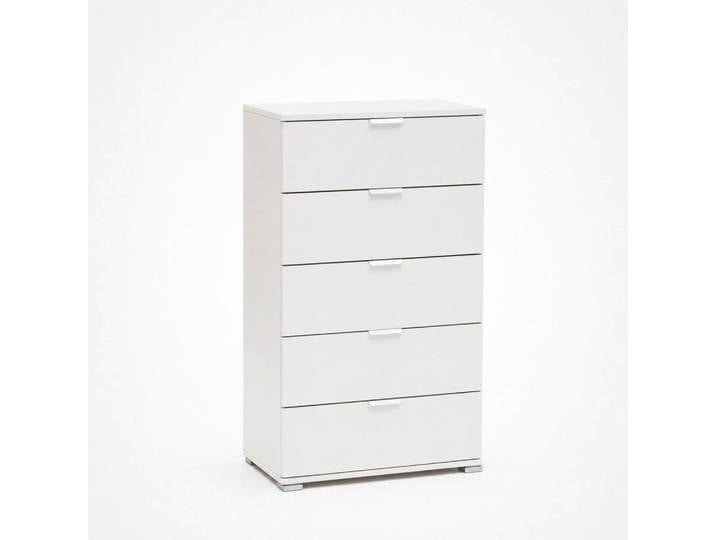 The White Stone Kommode 5 Schubladen weiß vormontiert ; Platzsparende Schubladenkommode 60x103x38 cm, Weiß, Holzwerkstoff, Schlafzimmer, Bett