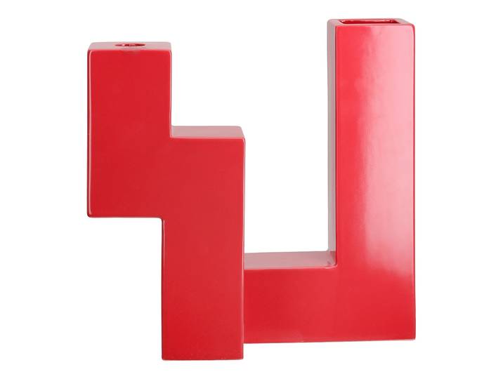 Tischvase GILDE Kerzenleuchter-Vase Patras , rot, B:26cm H:25,6cm T:12,5cm, Keramik, Vasen, Tischvase