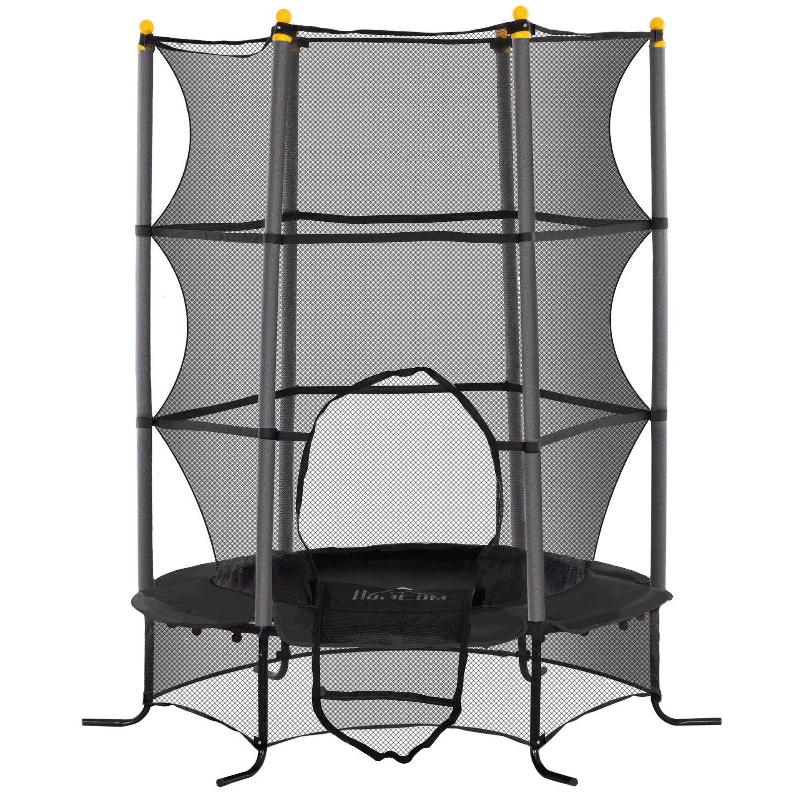 HOMCOM Trampoline voor kinderen met veiligheidsnet, zwart, Ø 163 cm