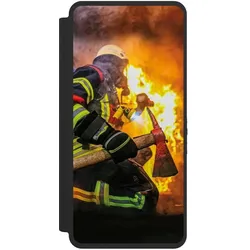 Nivocase Klapphülle für Samsung Galaxy S26 Ultra Handyhülle aus Kunst Leder NIVOflip schwarz Feuer (Samsung Galaxy S26 Ultra), Smartphone Hülle, Schwarz
