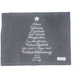 Krasilnikoff Platzmatte, Tischset Christmas Words, 46 x 34 cm, dunkelgrau