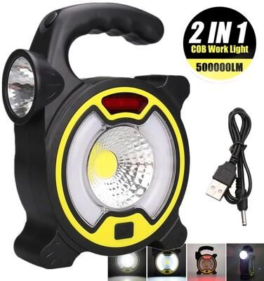 Fusion Finds 30W LED Portable Rechargeable Floodlight: Waterproof Spotlight Battery Powered Searchlight Outdoor Work Lamp Camping L w804 C Usb Plug