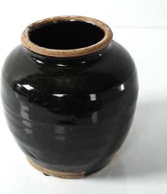 Artissance Small Vintage Oil Pot With Black Glaze, 5 Inch Tall (Size & Finish Vary)
