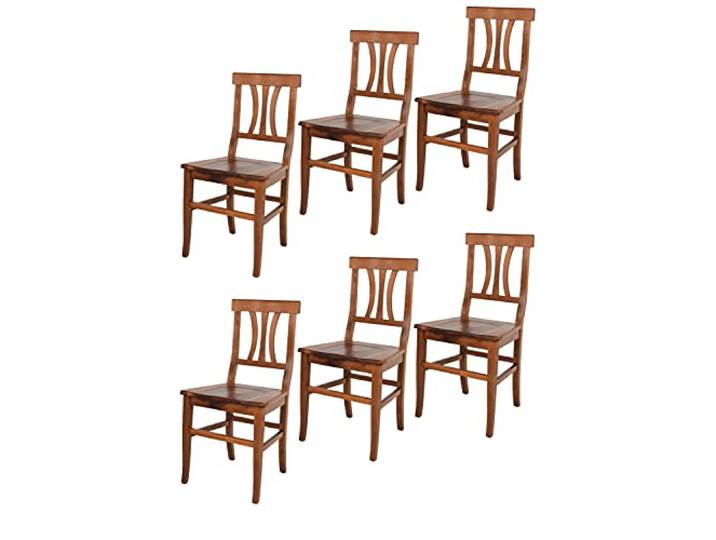 t m c s Tommychairs - 6er Set Stühle Artemisia für Küche und Esszimmer, robuste Struktur und Sitzfläche aus lackiertem Buchenholz im antike Walnussfarbe