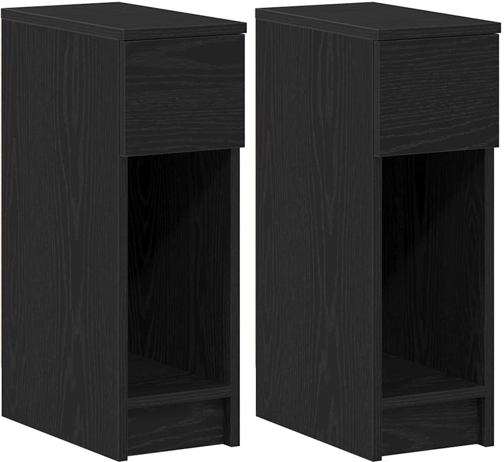 Alpen Home Cornelio 20 cm W Bedside Table Black Oak 60cm H X 20cm W X 36cm D
