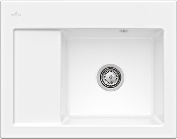 Villeroy und Boch Subway 45 Compact Einbauspüle 331300KG Einbauspüle rechts, 650x220x510mm, snow white CeramicPlus