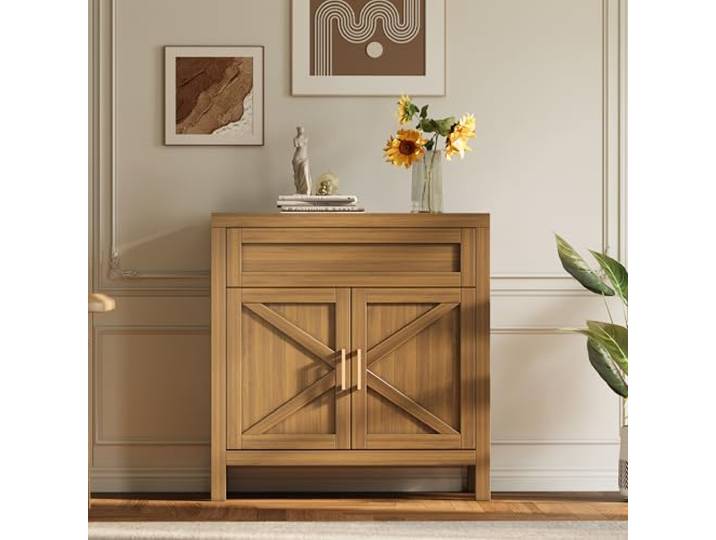IDEALHOUSE Modernes Sideboard Mit 2 Türen & Schublade, Walnuss Verstellbares Fach, großer Stauraum, nutzbar als Buffet- und Esszimmerschrank