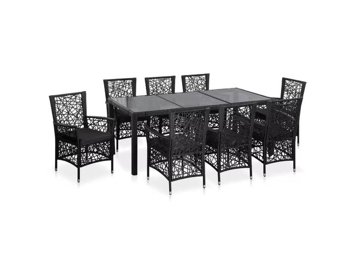 VidaXL - Ess-set poly-rattan, One Size, Schwarz
