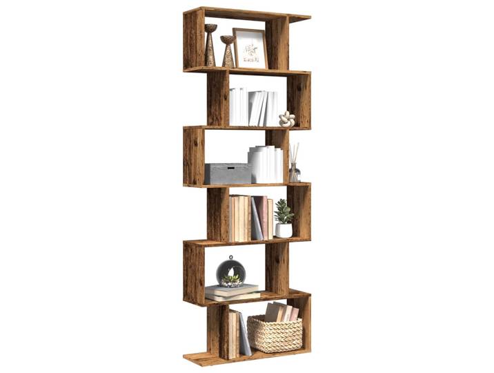 vidaXL Raumteiler-Bücherregal 6 Etagen Altholz-Optik 70x24x193 cm