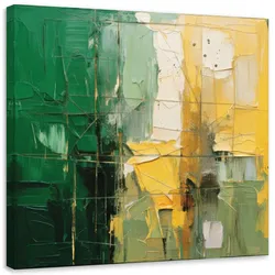 LEINWANDBILD Geometrische Abstraktion Grün Gelb 60x60cm