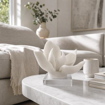 Sagebrook Home Resin Decorative Object Clear Base Petal-Inspired Abstract Design