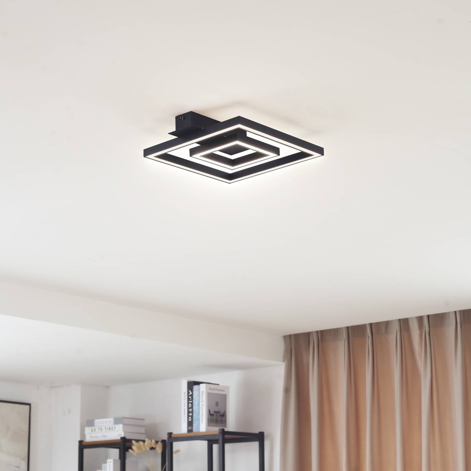 LED Deckenleuchte Madamo Lindby, schwarz, für Wohn- / Esszimmer, Aluminium, Modern