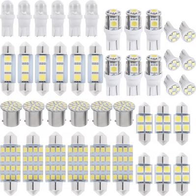 Inspire Curations 42 Piece LED Car Interior Light Kit 6000K T10 LED Bulbs For Interior & License Plate Lighting 84pcs