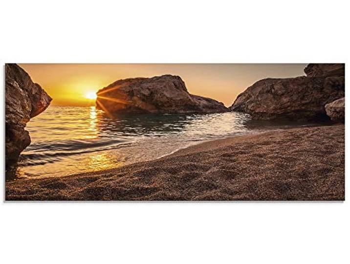 ARTland Wanddeko Glasbilder Wandbild Glas Bild einteilig 125x50 cm Querformat Strand Meer Südsee Thailand Sonne Urlaub Sommer Natur Landschaft Felsen S7LF