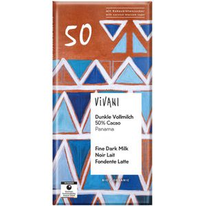 Vivani Tafelschokolade dunkle Vollmilch, BIO, 50% Kakaoanteil, 80g
