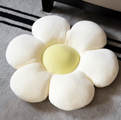 Uplift Curations BlossomSix Plush Flower Cushion Pillow (13.8 By 15.7) In Pink Six Petal Seat Pillow For Kids Room & Bay Window Decor white Green