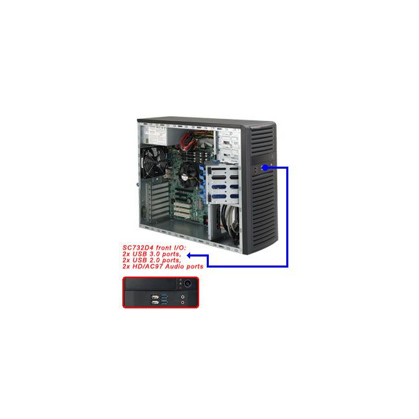 Supermicro SuperChassis 732I-R600B, Midi Tower, Server, Schwarz, ATX, EATX, micro ATX, HDD, Netzwerk, Leistung, System, Kensington
