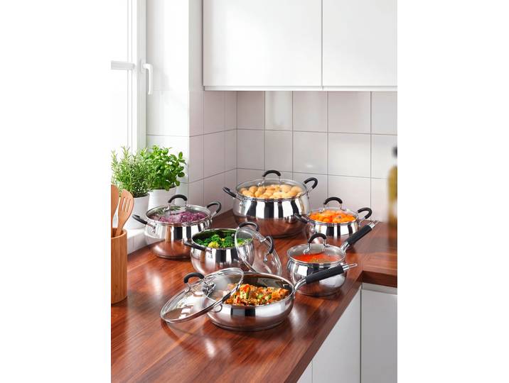Edelstahl-Topfset zum Hammerpreis, Edelstahl, Topf-Set, 12-teilig
