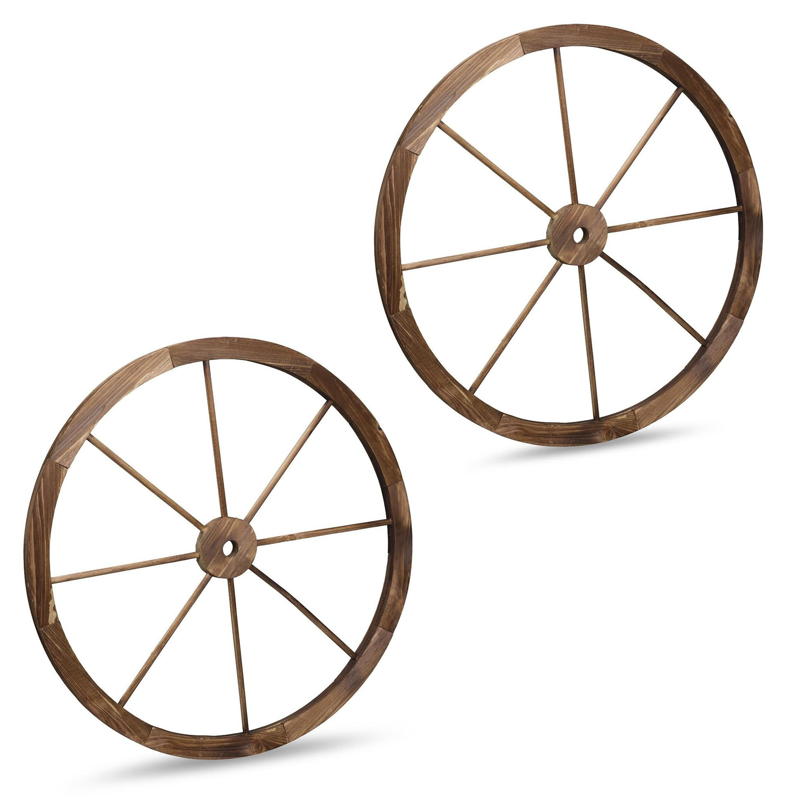 Set van 2 vintage houten wielen voor tuin decoratie