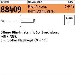 Blindniete R 88409 großer FLAKO 5x16 Niet Aluminium/Dorn Stahl verz. 250St.