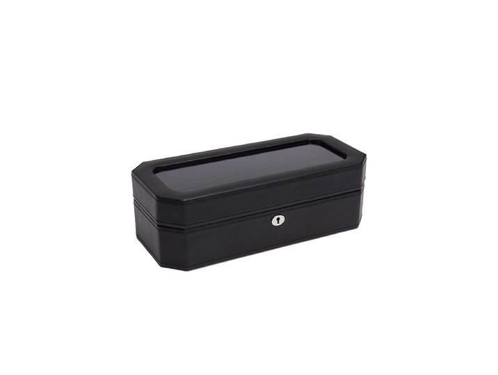 Uhrenbox „Windsor“ für 5 Armbanduhren Leder Schwarz / Purple WOLF