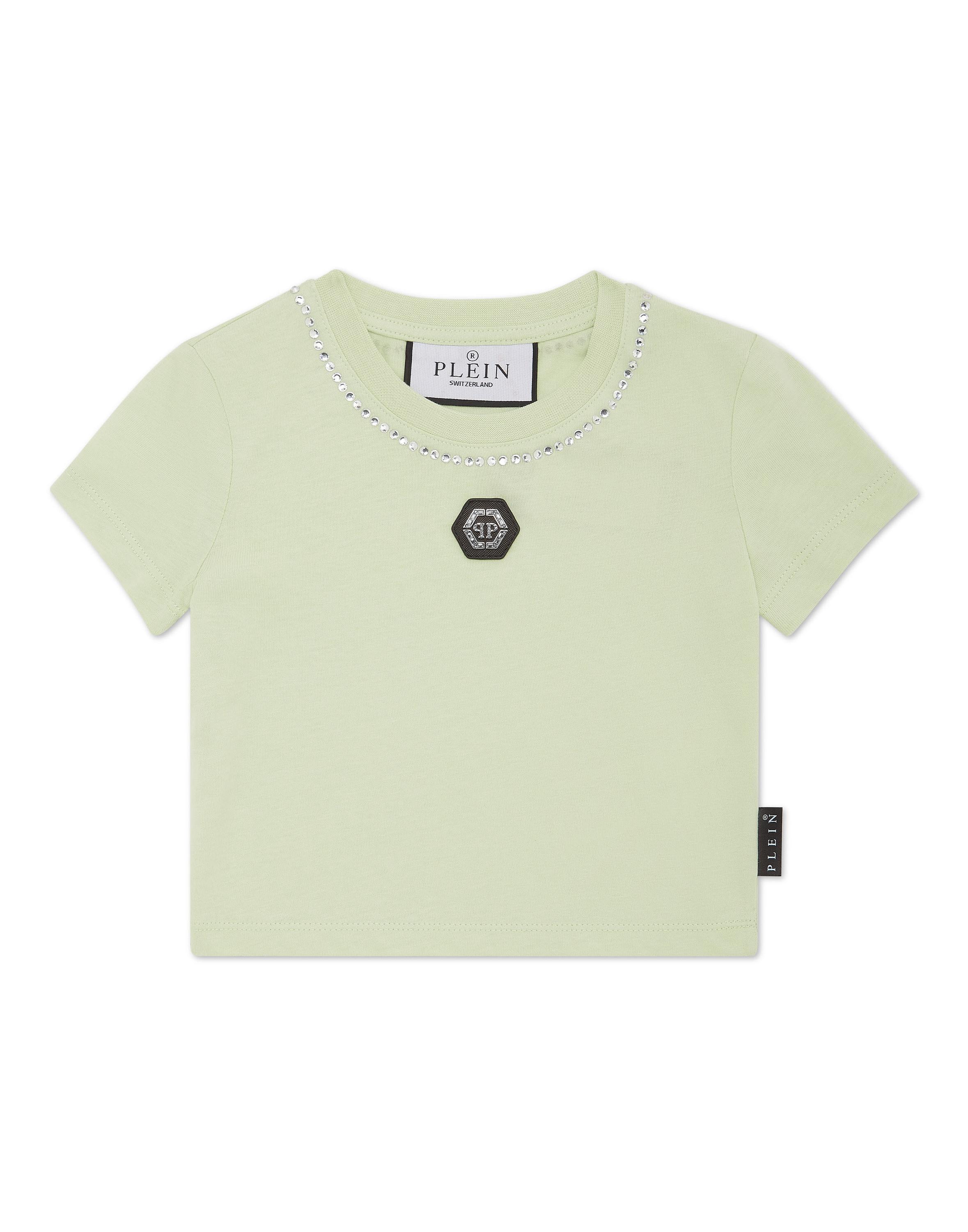 Cropped T-Shirt Strass Round Neck Ss