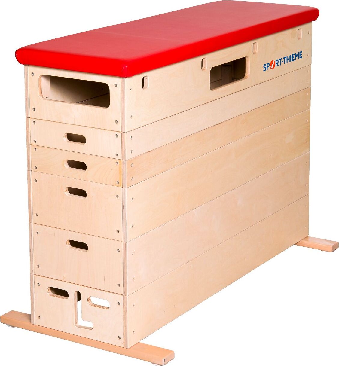Sport-Thieme Sprungkasten "Multiplex", 6-teilig, Ohne Schwenkrolleneinrichtung, Kunstlederbezug, Rot