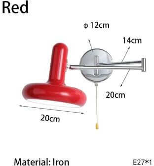 Uplifted Goods Nordic Modern Retractable Wall Lamp For Bedroom And Workspace red Handle Switch 220v