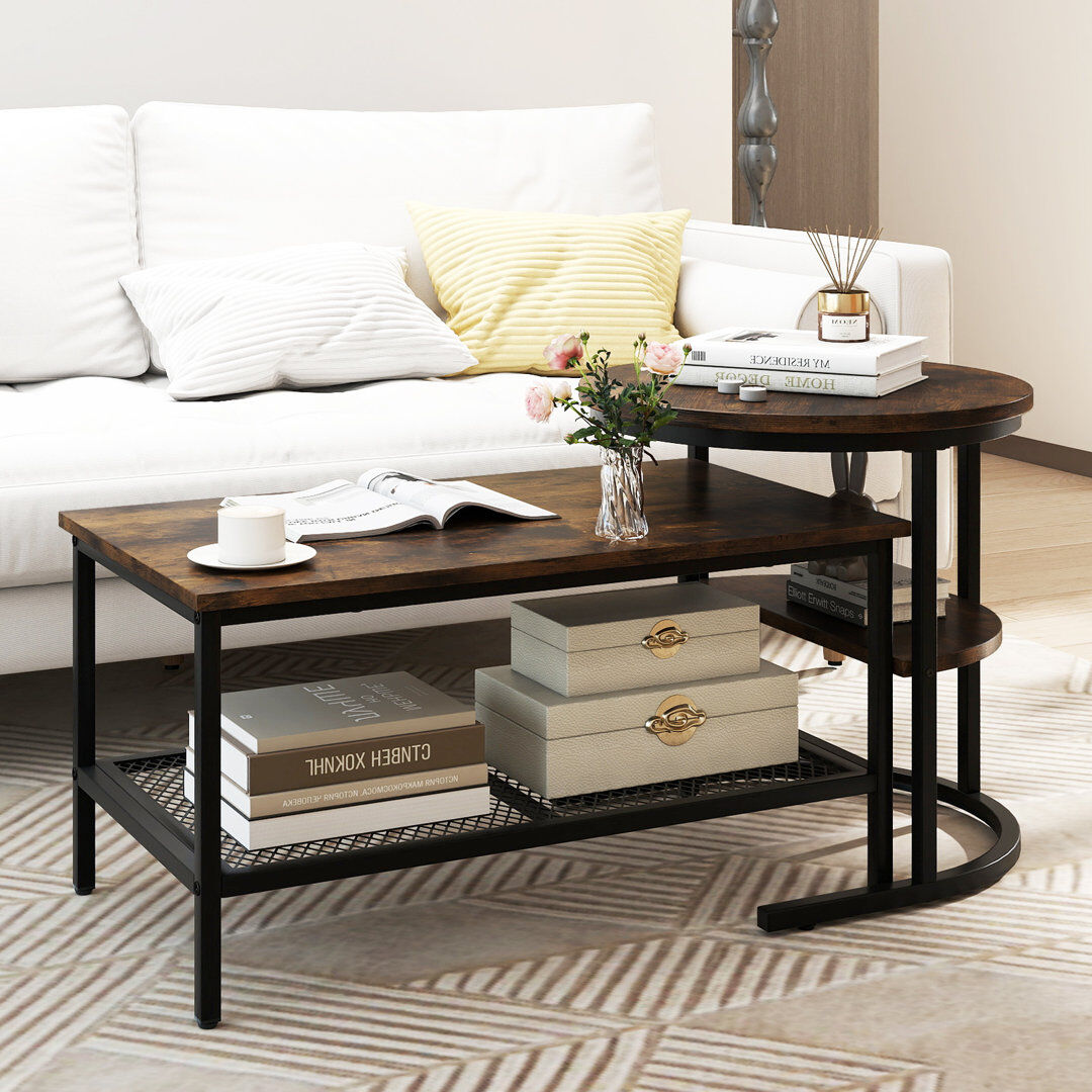 Borough Wharf Coffee Table with Storage Brown 41cm H X 80cm W X 46cm D