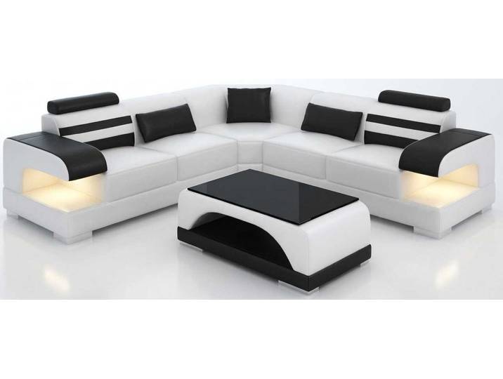 JVmoebel Wohnlandschaft Weiße Wohnlandschaft L Form Glastisch Modern Luxus Eckcouch Sofaset, 2 Teile, Special features