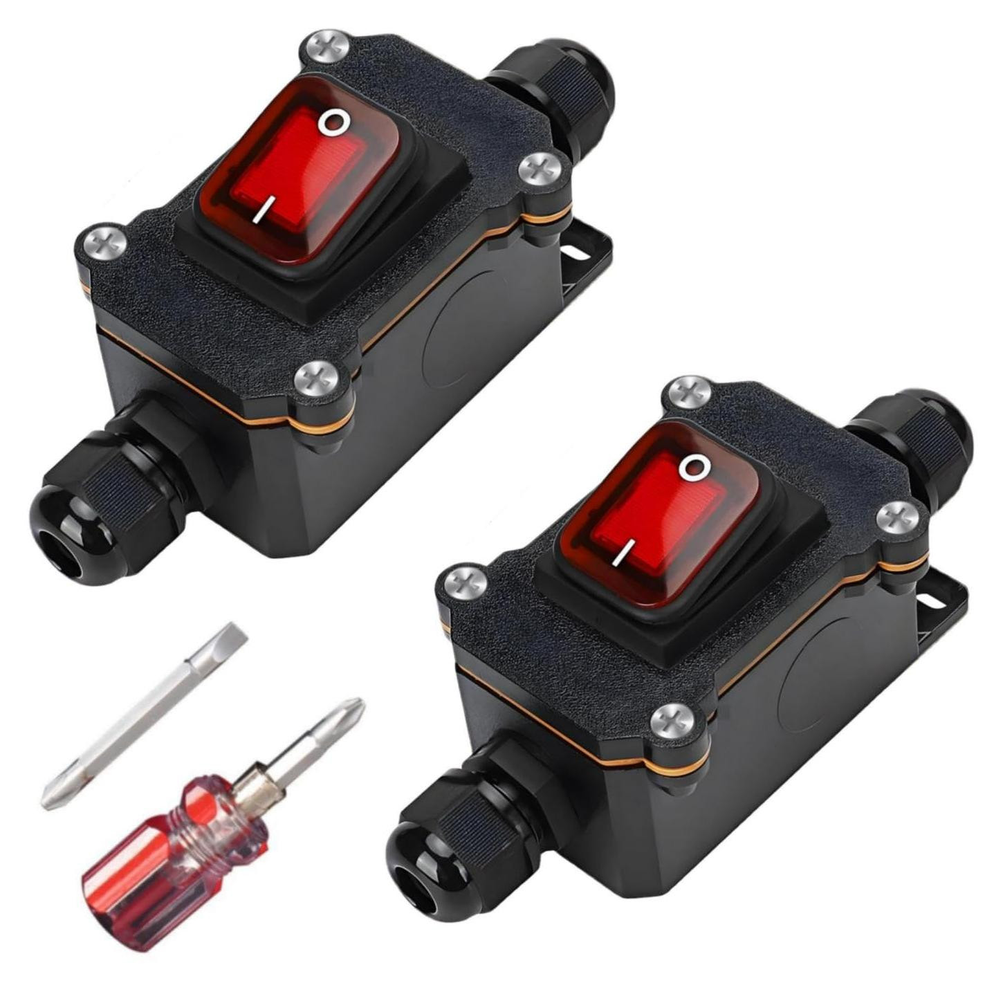 Dripio 2-delige set waterdichte inline-schakelaars, 12V DC, 20A, DPST, IP67