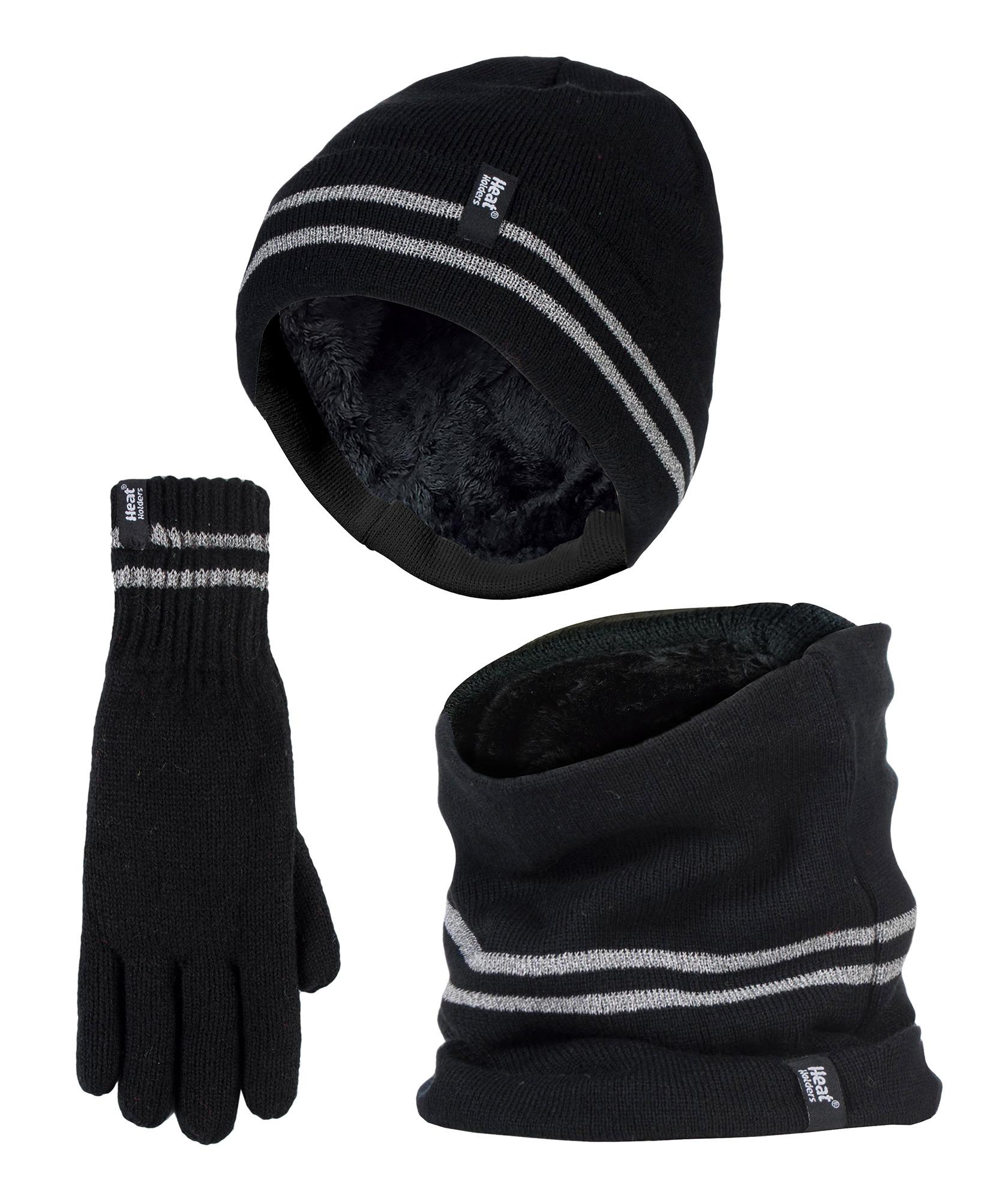 Hi Vis Mütze, Halswärmer & Handschuhe Set | Wärmehalter | Reflektierende Arbeitskleidung Set für extrem kaltes Wetter - Schwarz