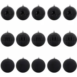vidaXL Weihnachtskugel-Set 15 pcs Schwarz Kunststoff