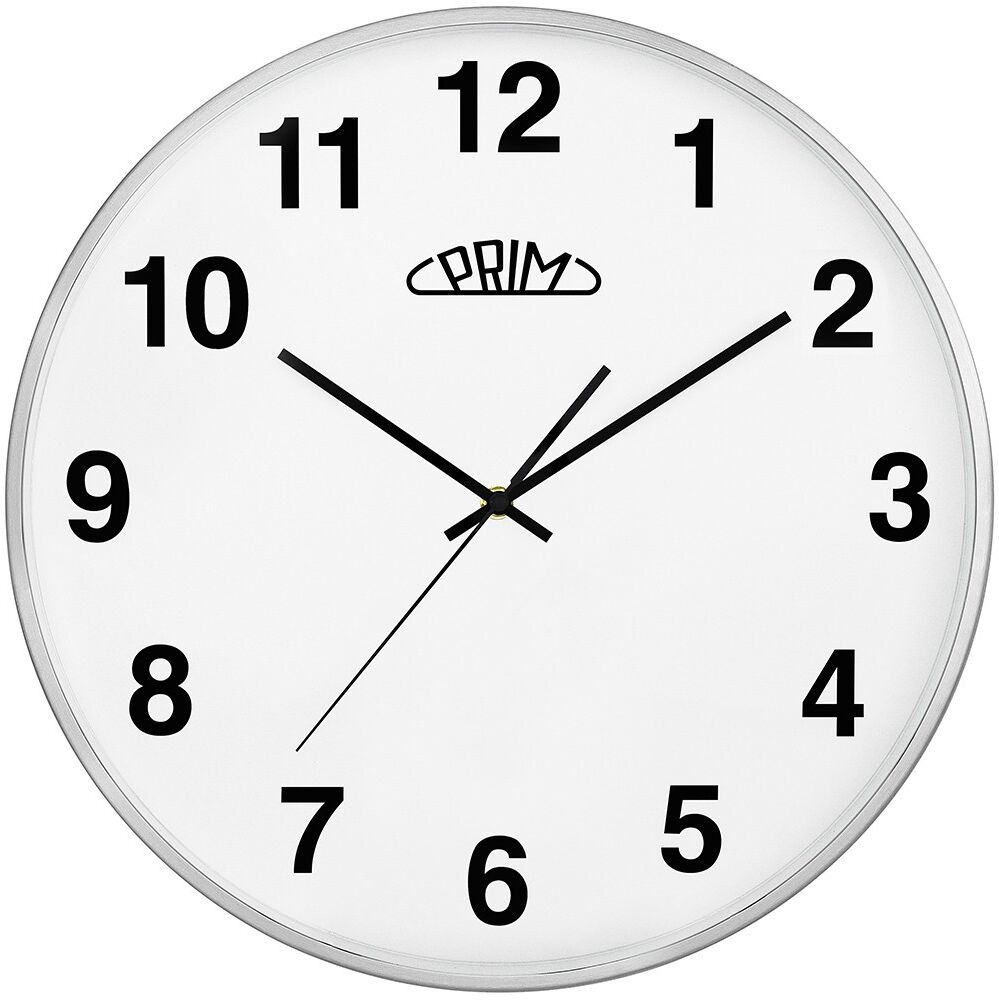 Kovové hodiny stříbrné PRIM Alfa ∅ 400 × 40 mm