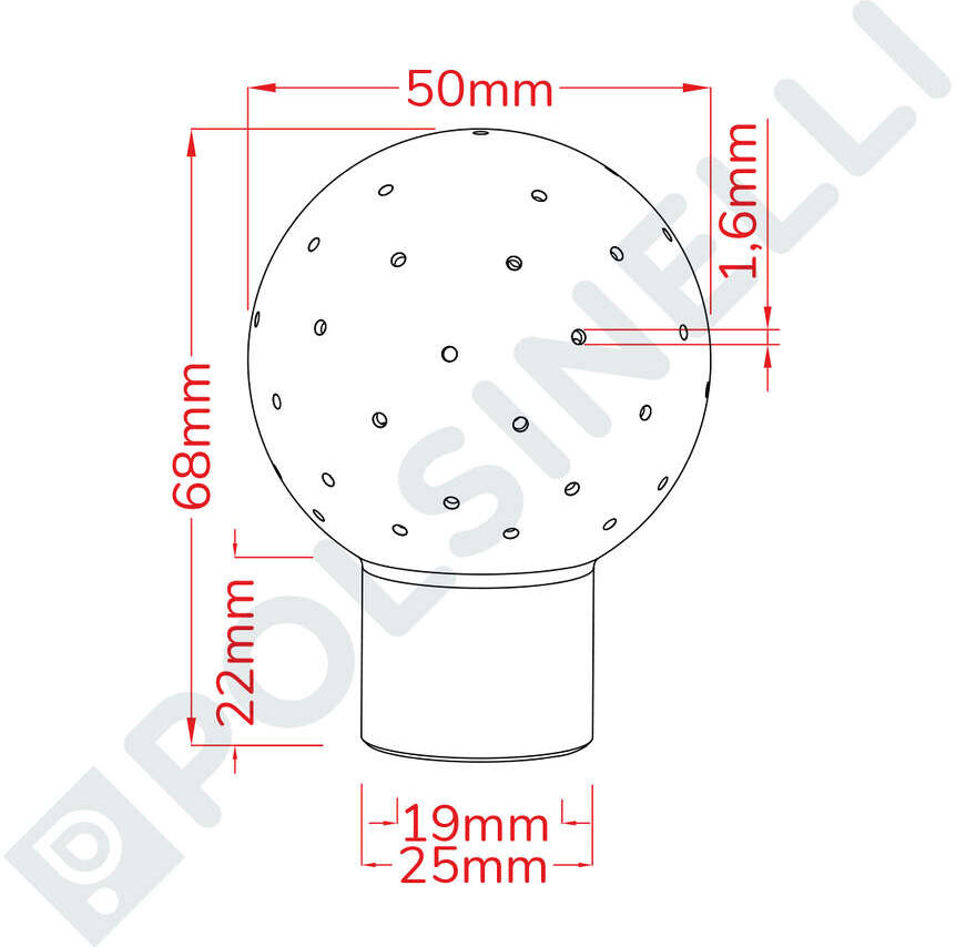Polsinelli Boule de lavage Inox ø 50 perforée