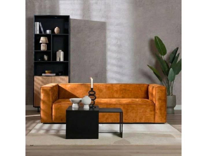 Bronx71 Samt Sofa Memphis 3-Sitzer ockergelb/cognac
