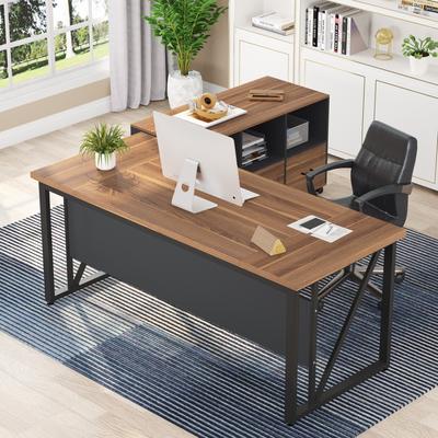 Tribesigns L-Shaped Computer Desk, 55 inches Executive Desk with lateral File Cabinet