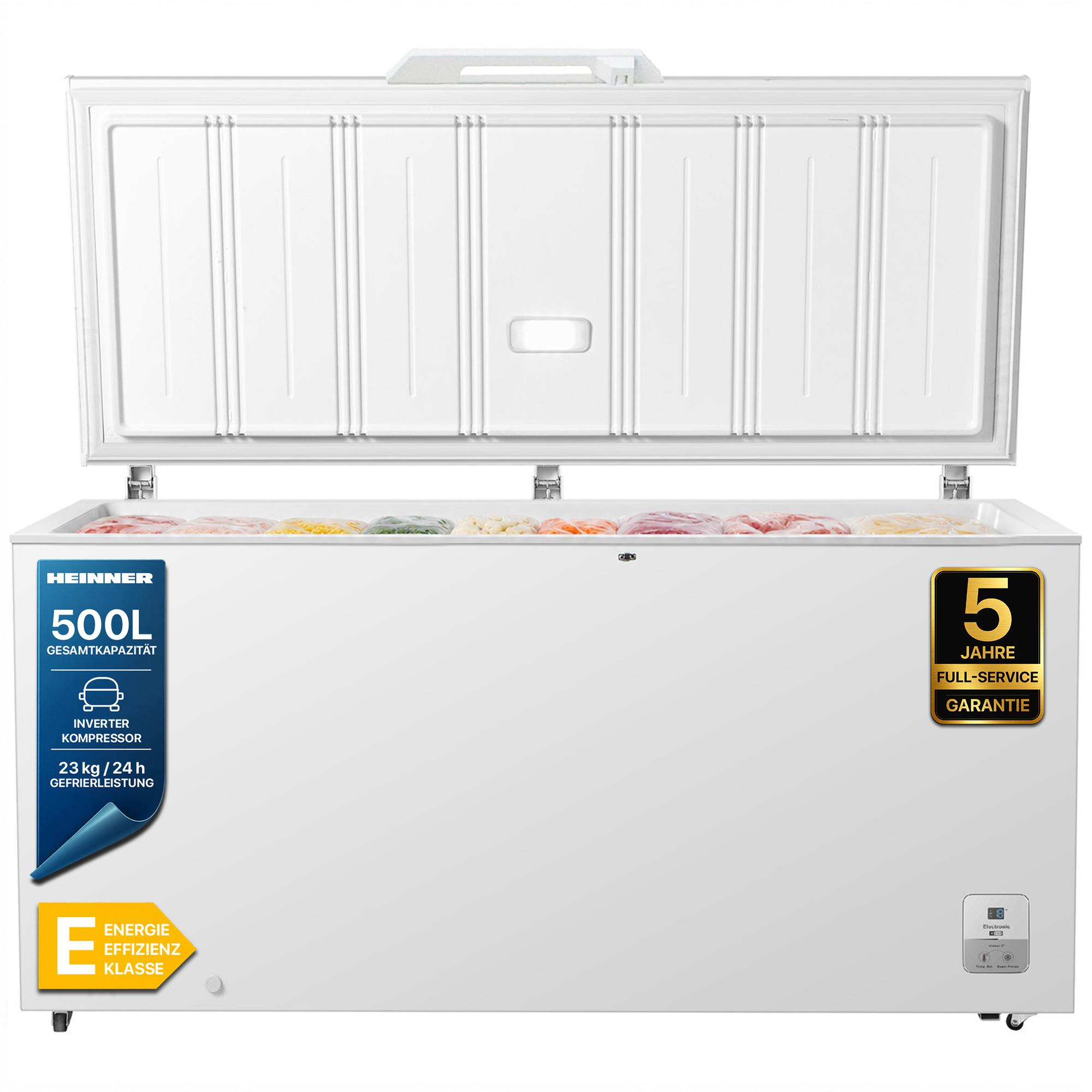 Heinner HCF-HS500EE++, 500 l, 23 kg/24h, SN-T, 40 dB, E, Weiß