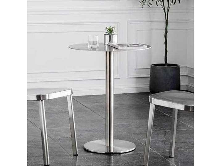 MARXAN Moderner runder Tisch – Pub-Tisch, Cocktail-Bistro-Hochtisch, Stabiler Edelstahlrahmen, Frühstücks-Bartisch für Wohnzimmer, Esszimmer, Küchentheke (Size : 60x75cm)