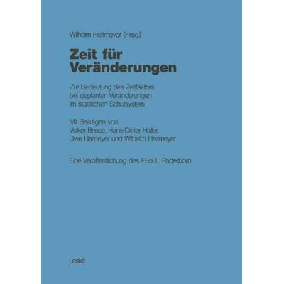 Zeit für Veränderungen, Taschenbuch von Wilhelm Heitmeyer,Volker Briese, VS Verlag für Sozialwissenschaften, 978-3-8100-0410-9