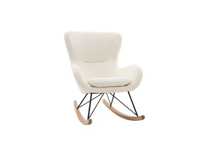 Design-Schaukelstuhl Lammfell-Optik weiß ESKUA