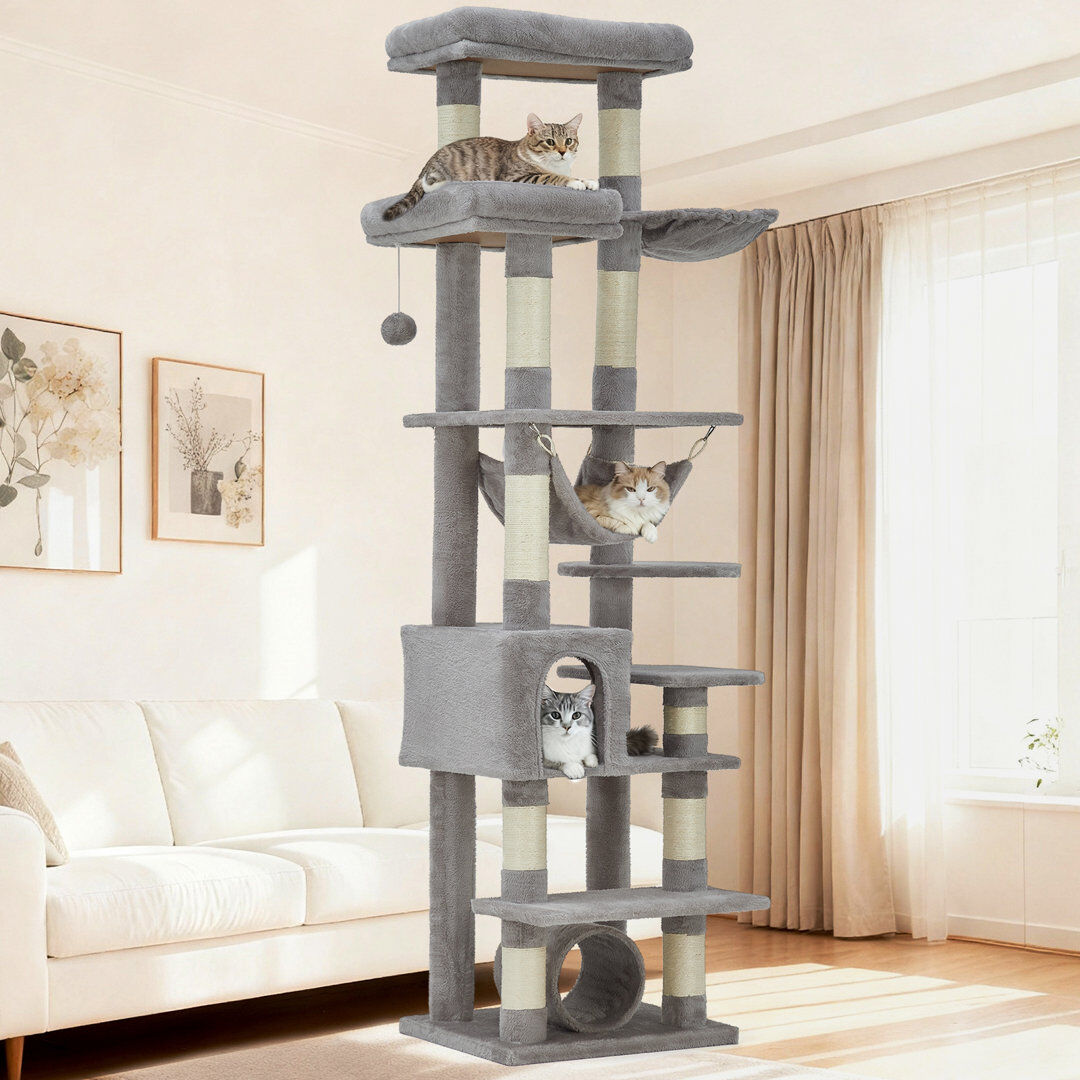 Archie & Oscar 188cm H Cat Tree Grey 188cm H X 48cm W X 40cm D