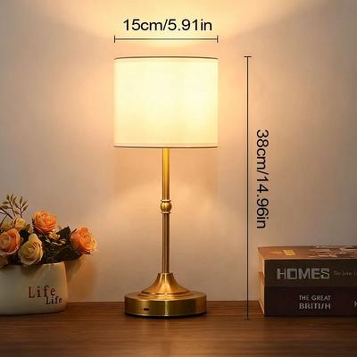 Uplifted Finds Fabric Touch Table Lamp Rechargeable Bedside Desk Light With Replaceable Bulb For Hotel Room c1 Non retractable