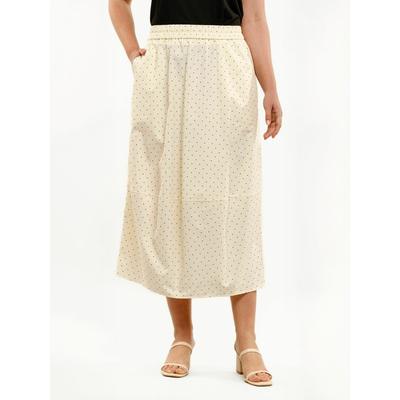 Midirock LIBERTÉ ESSENTIEL "Liberté Essentiel Skirt DORTE", Damen, Gr. S, beige (creme schwarz small dot), Obermaterial: 52% Polyamid, 48% Viskose, Röcke