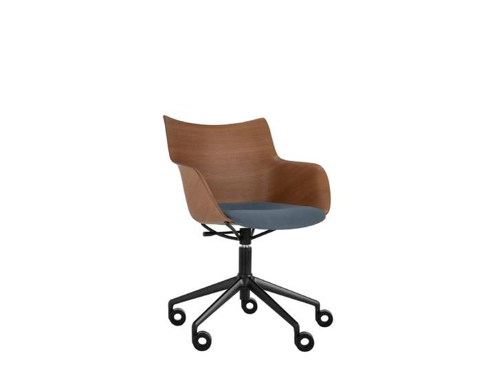Kartell Q/WOOD Drehbarer Armlehnstuhl Soft